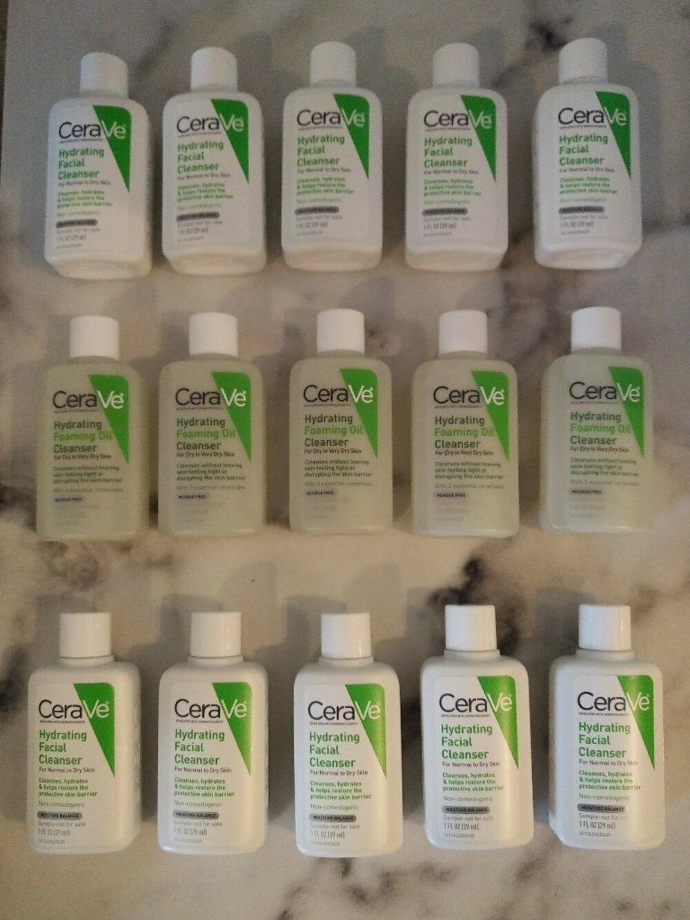 CeraVe Hydrating Facial Cleanser Bundle - 15 pieces - Travel / Mini - NWT